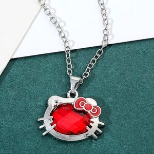 Hello Kitty Necklace w Red Crystal